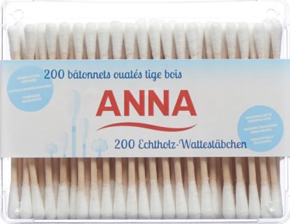 ANNA Wattestäbchen Holz 200 Stk