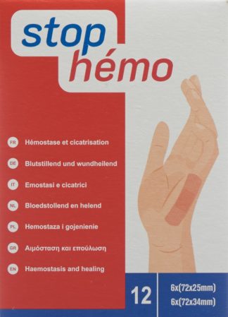 STOP HEMO Pflaster hämostat steril ass 12 Stk