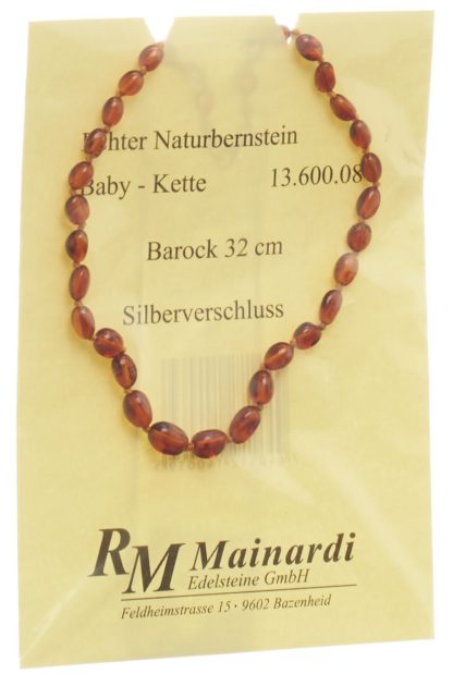 MAINARDI Natur Bernstein 32cm Barock Silberverschl – Bild 2