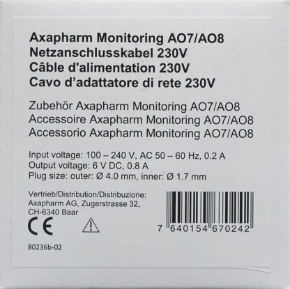 AXAPHARM AO7/AO8 Netzanschlusskabel 230V