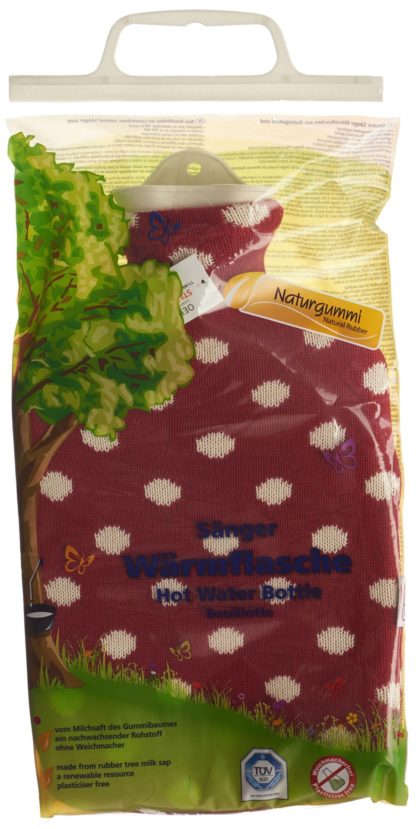 SÄNGER Wärmflasche 2l Strickbezug rot Punkte – Bild 2