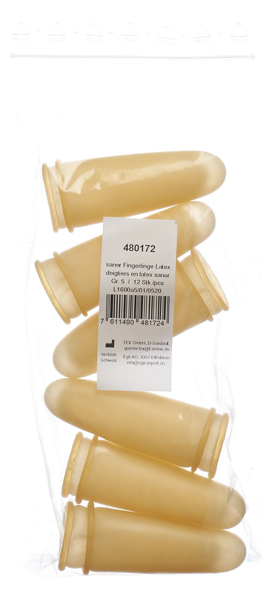SANOR Fingerling Latex Gr5 gepudert leicht – Bild 2