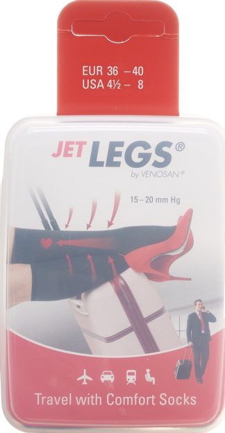 JET LEGS Travel socks 36-40 black Karton 1 Paar