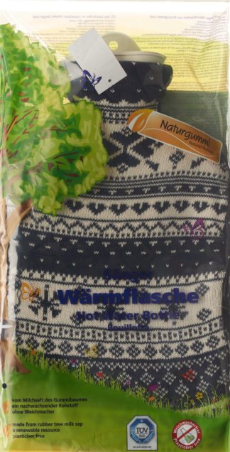 SÄNGER Wärmflasche 2l Strickbezug blau Norweger