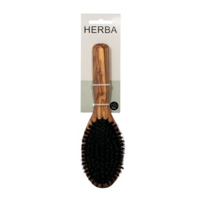 HERBA Olivenholzbürste Wildschweinbo Pneum oval