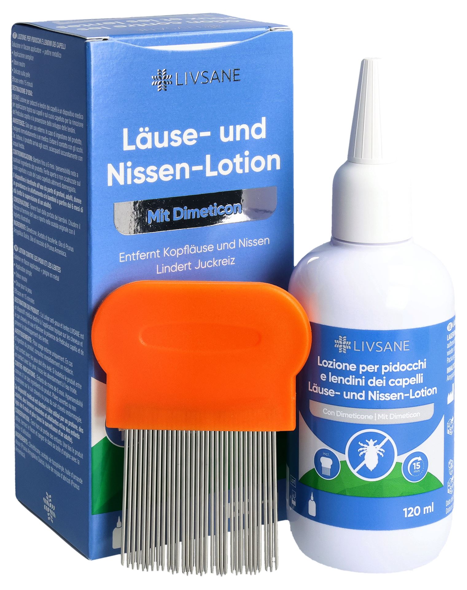 LIVSANE Läuse- & Nissen-Lot Dimetic Kamm Fl 120 ml – Bild 3