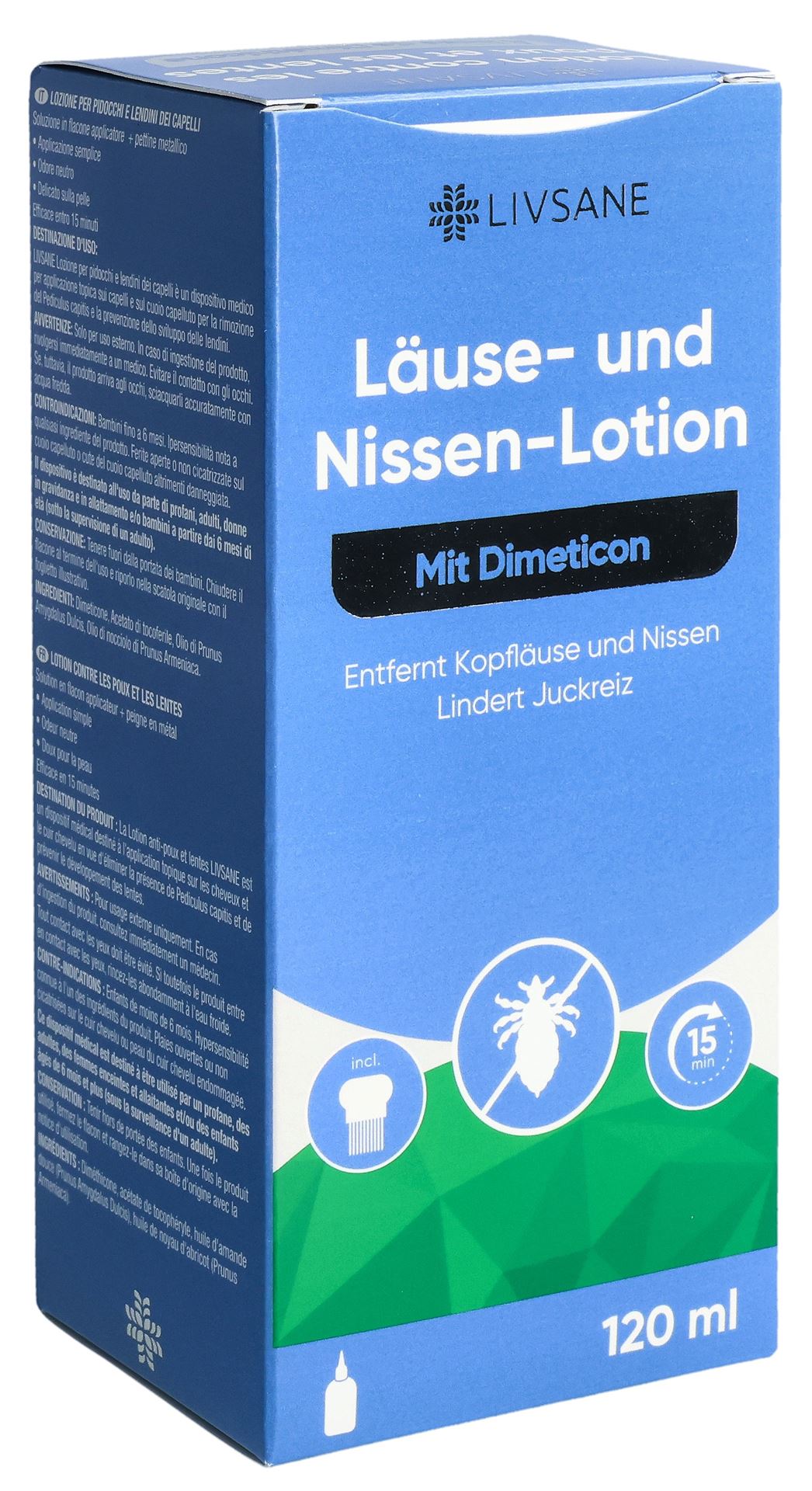 LIVSANE Läuse- & Nissen-Lot Dimetic Kamm Fl 120 ml – Bild 2