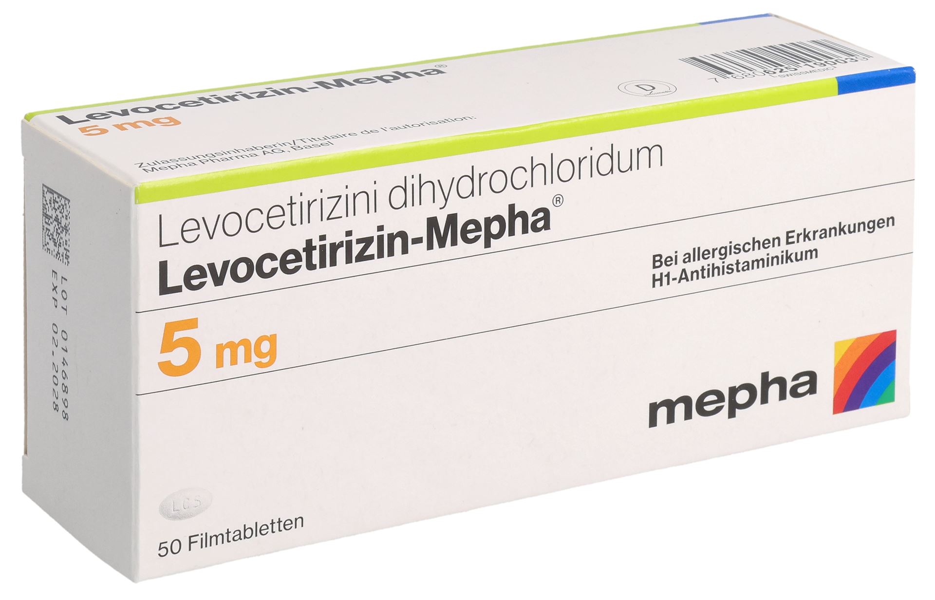 LEVOCETIRIZIN Mepha Lactab 5 mg 50 Stk – Bild 3