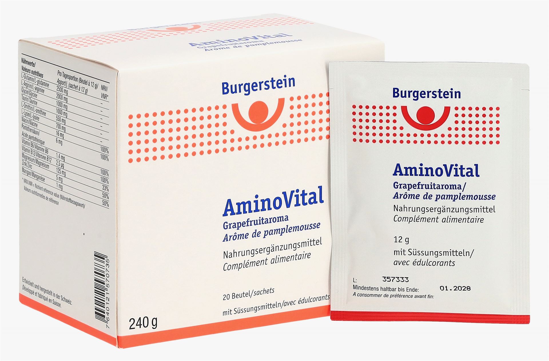BURGERSTEIN Aminovital Plv Grapefruit 20 Stk – Bild 3
