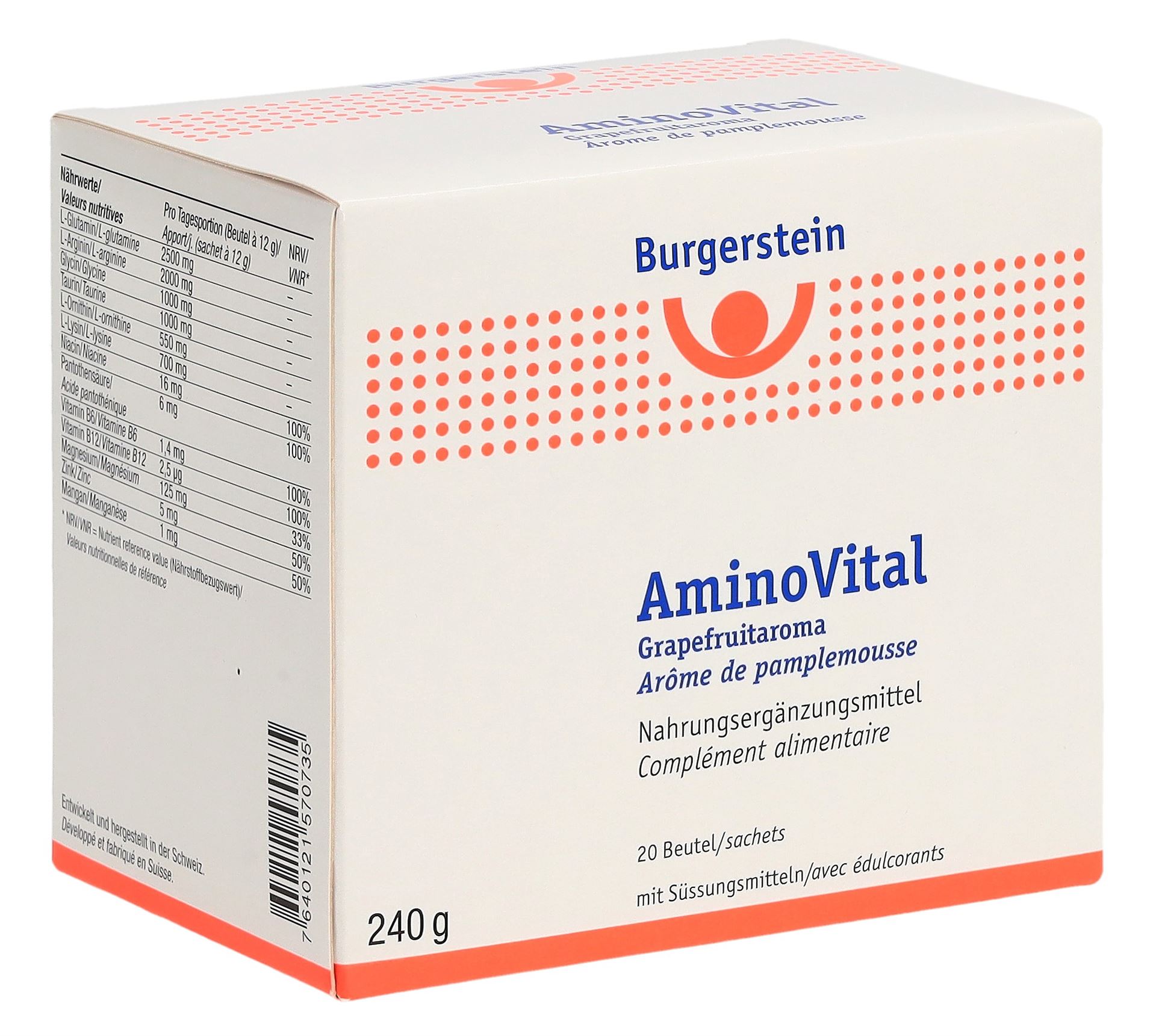 BURGERSTEIN Aminovital Plv Grapefruit 20 Stk – Bild 2
