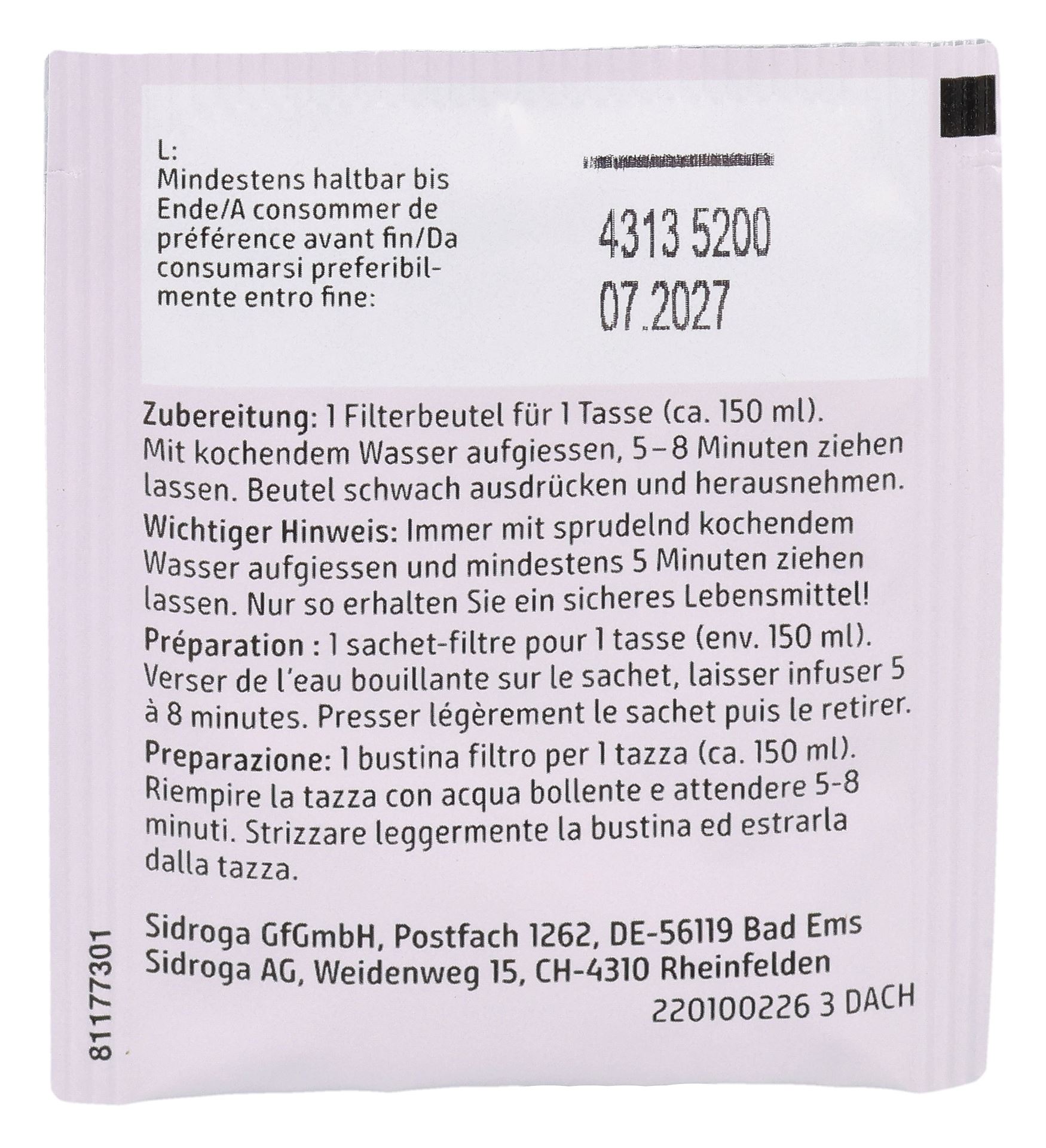 SIDROGA Bio Stilltee 20 Btl 1.5 g – Bild 8